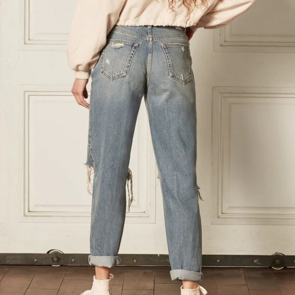 NWT BOYISH Toby High Rise Relaxed Fit Distressed Jeans | Sz 27 | Medium Indigo - Picture 3 of 14